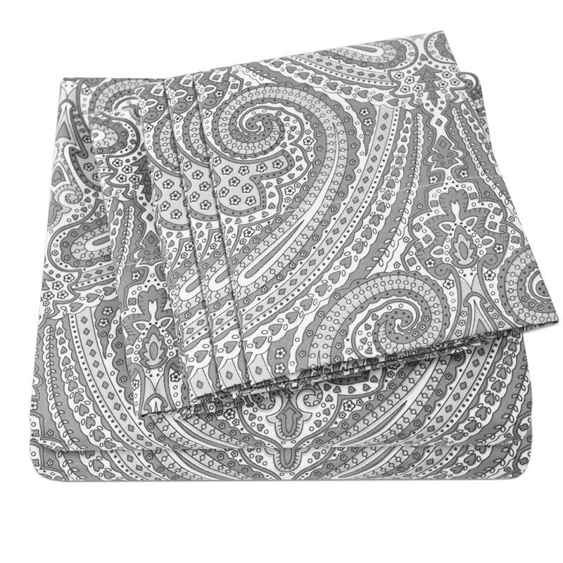 Ensemble de draps en microfibre à motif cachemire avec taies d'oreiller en prime