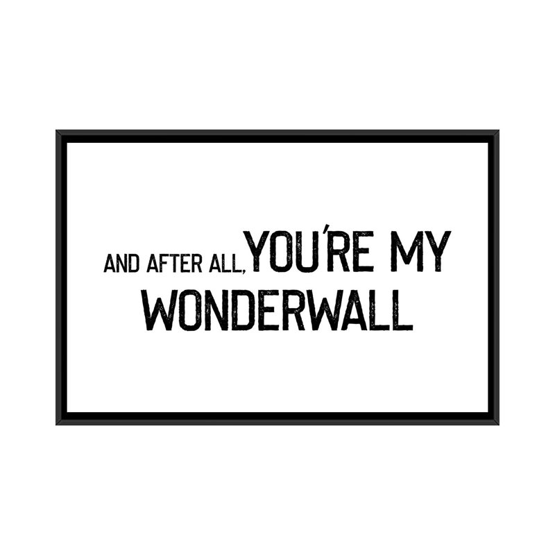 « Wonderwall », impression d’art textuel, Pas de tapis, Toile avec cadre noir, H 32 po x l 48 po x 1,5 po