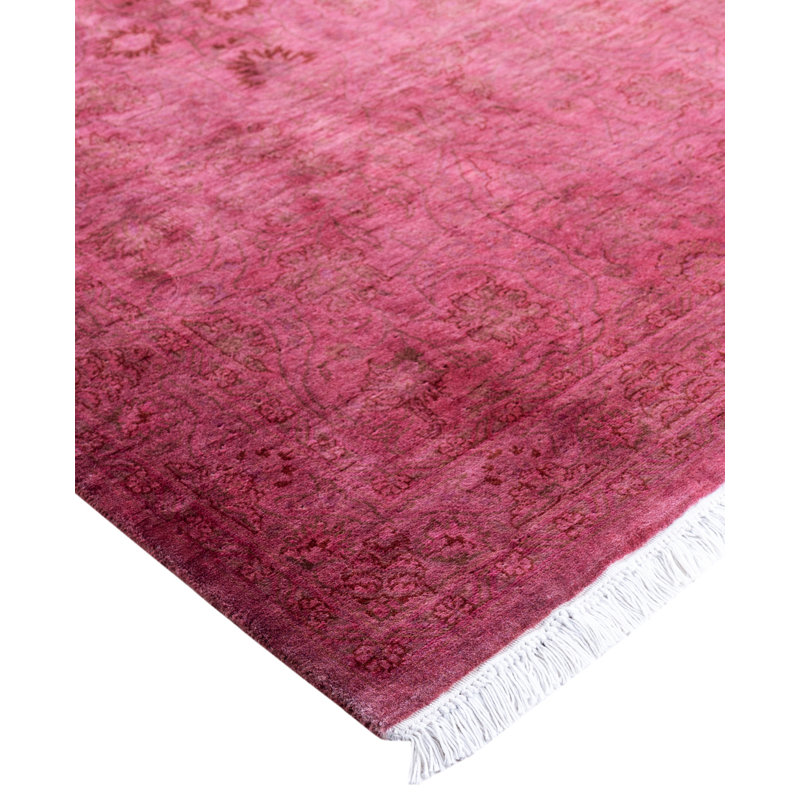 Overdyed Hand-Knotted Wool Modern-Contemporary Pink Area Rug 3' 1" x 5' 1"