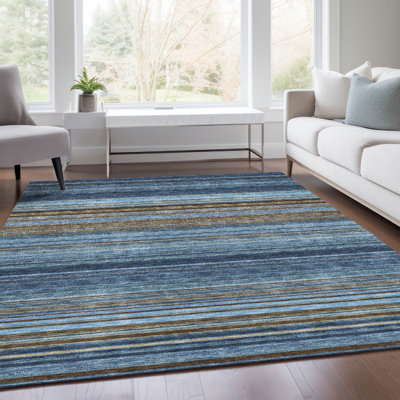 Premium Machine Washable Prisco Navy Rug