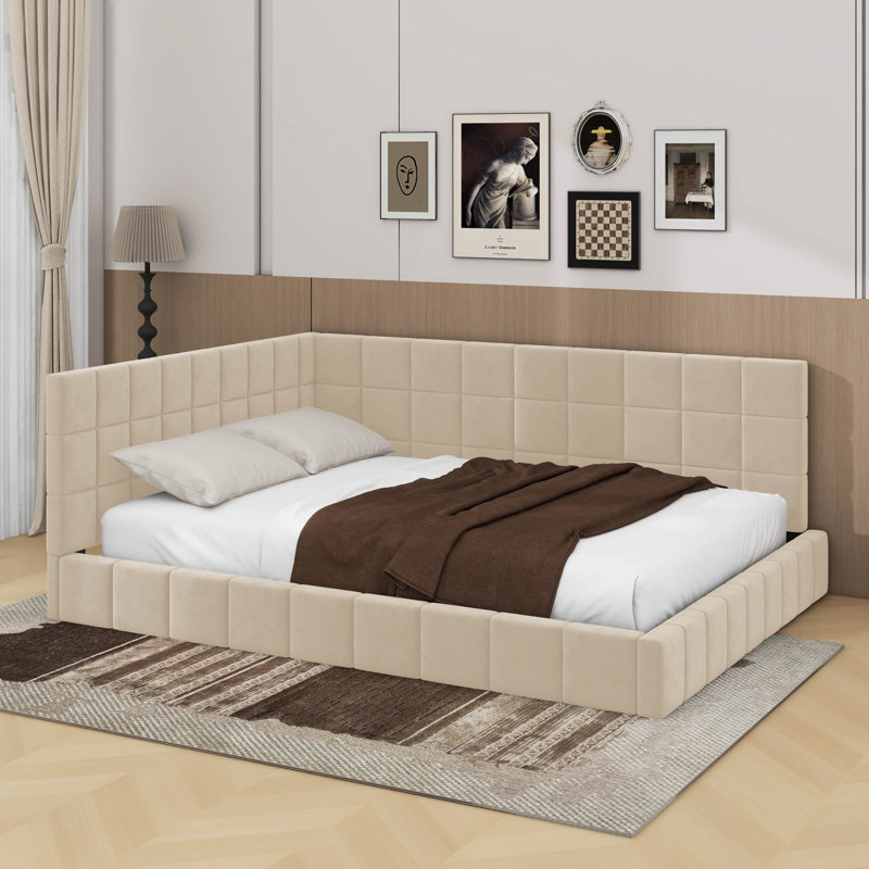 Lit de jour double rembourré, Beige