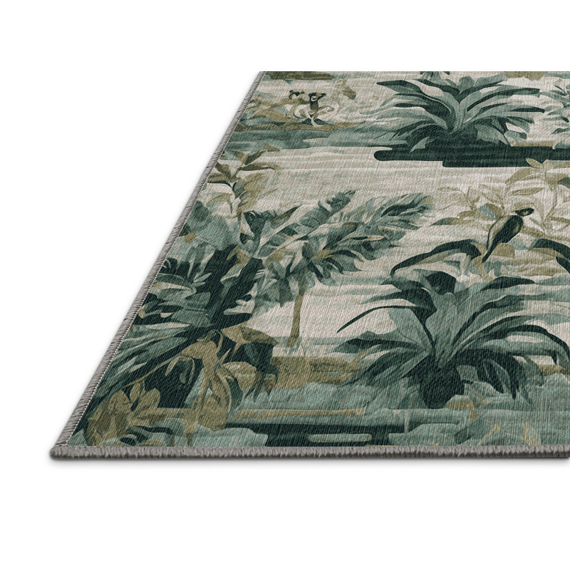 Tapis gris lavable à la machine, Rond 7 pi