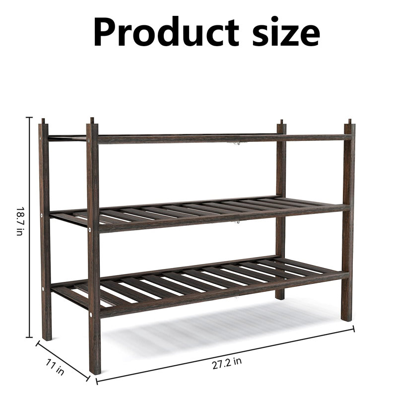 Shoe Rack, A Double-Layer Bamboo Stackable Shelf Storage Organizer For Entrances, Corridors, And Wardrobes, Natural