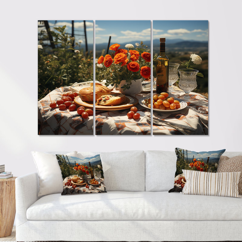 Joyful Gathering Picnics For Two I - Ensemble de salon d'art mural et repas de pique-nique, H 32 po x l 48 po