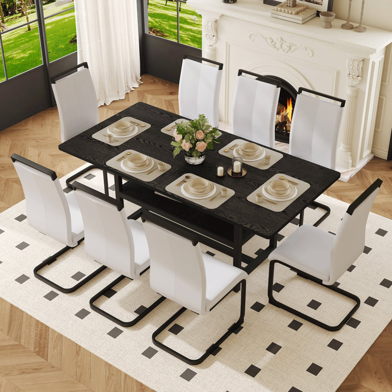 Ensembles de table de salle à manger modernes avec rangement, en bois aggloméré et en cuir synthétique, idéaux pour les réunions de famille