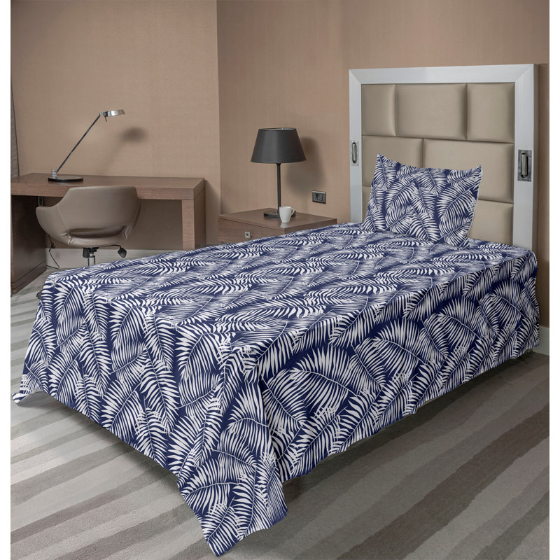 Ensemble de draps à motif de feuilles de palmier 4 pièces Ambesonne, Ensemble de draps pour lit simple TG avec 1 taie d