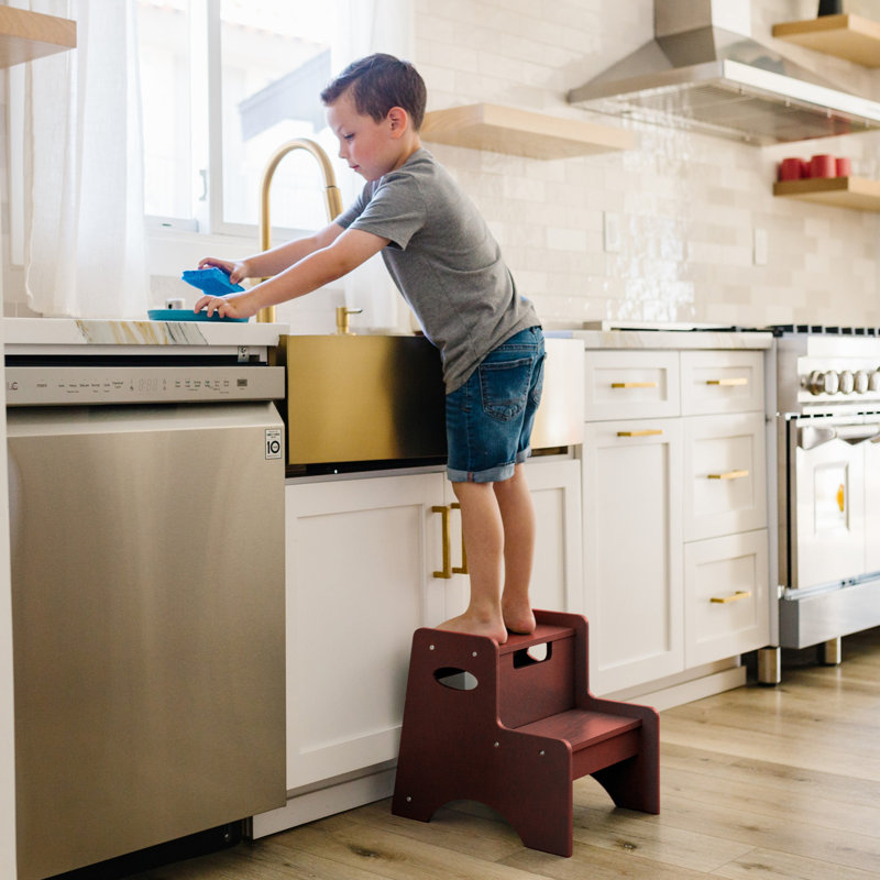 Tabouret en bois à deux marches pour adultes et enfants Wildkin, Espresso