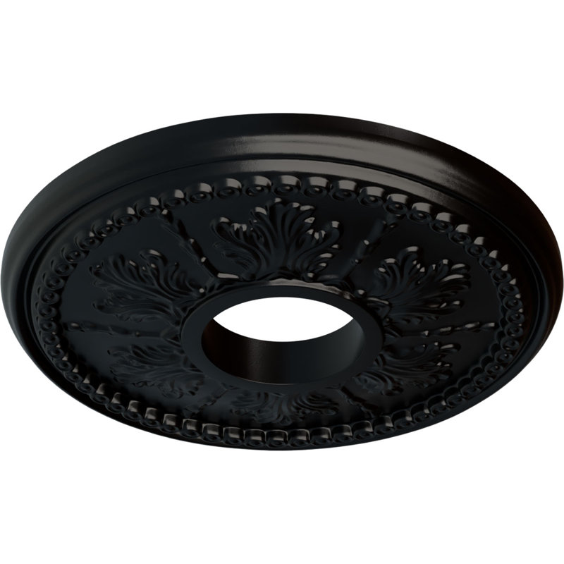 Médaillon de plafond H 13,875 po x l 13,875 po x P 1,25 po Tirana, Noir de jais