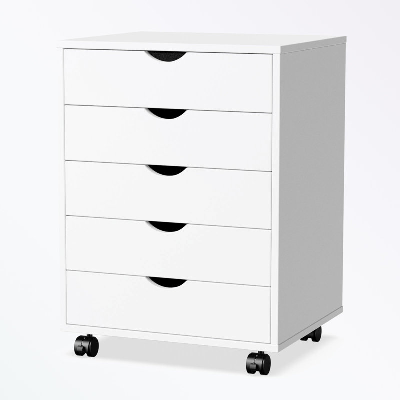 18'' Wide 5 -Drawer Mobile File Cabinet, White