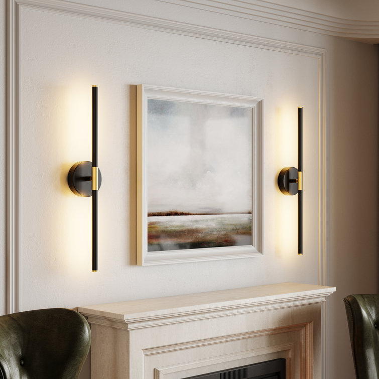 Battery Operated Wall Sconces with Remote Control, 24'' LED Flush Mounted Sconces