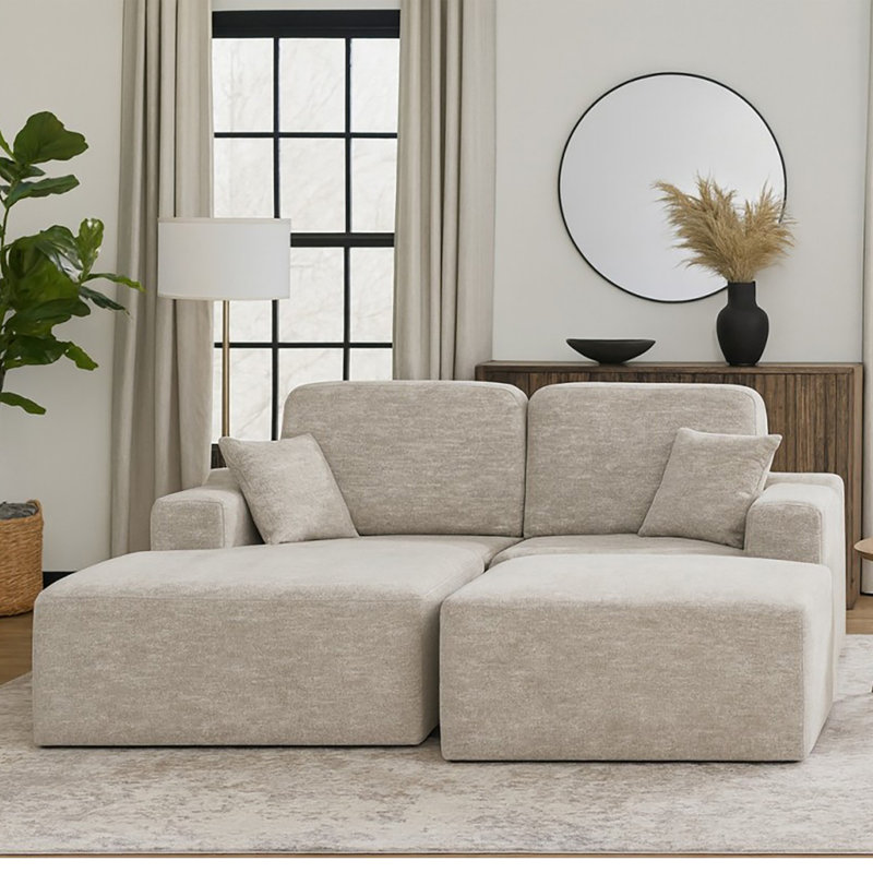  Canapé modulaire Elara avec repose-pieds Elara, beige, Beige