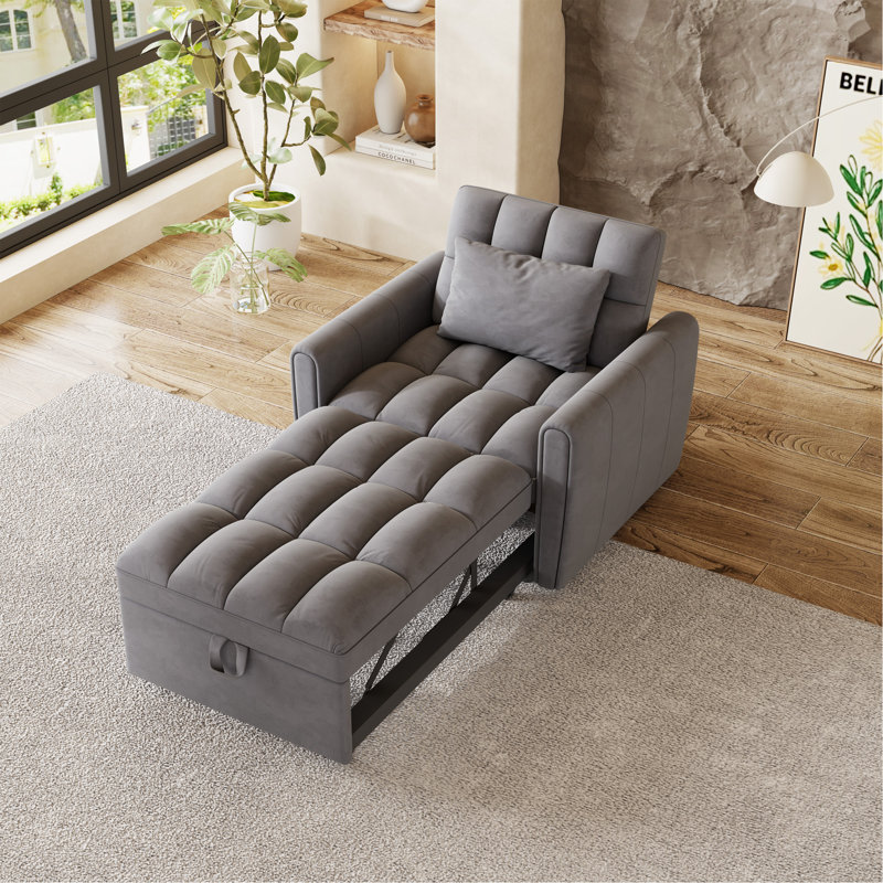 38.2-Inch Foldable Large-Size Sofa Bed, Dark Gray