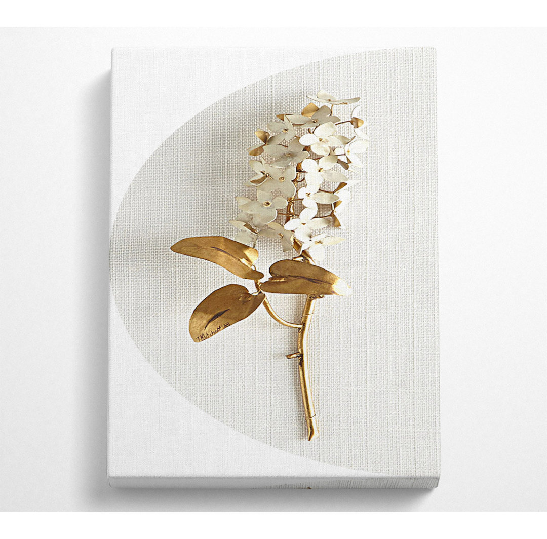 Gold Stem On Grey And White - No Frame Kunstdrucke auf Leinwand