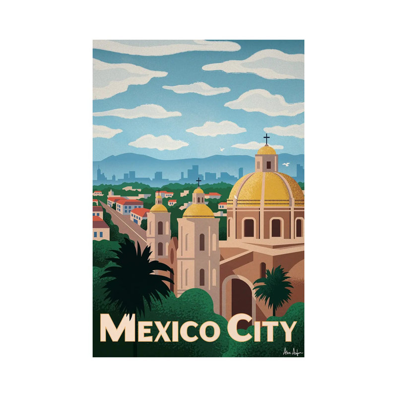 Mexico City 1 Piece Wrapped Canvas Wall Art, 20.32 cm H x 30.48 cm W
