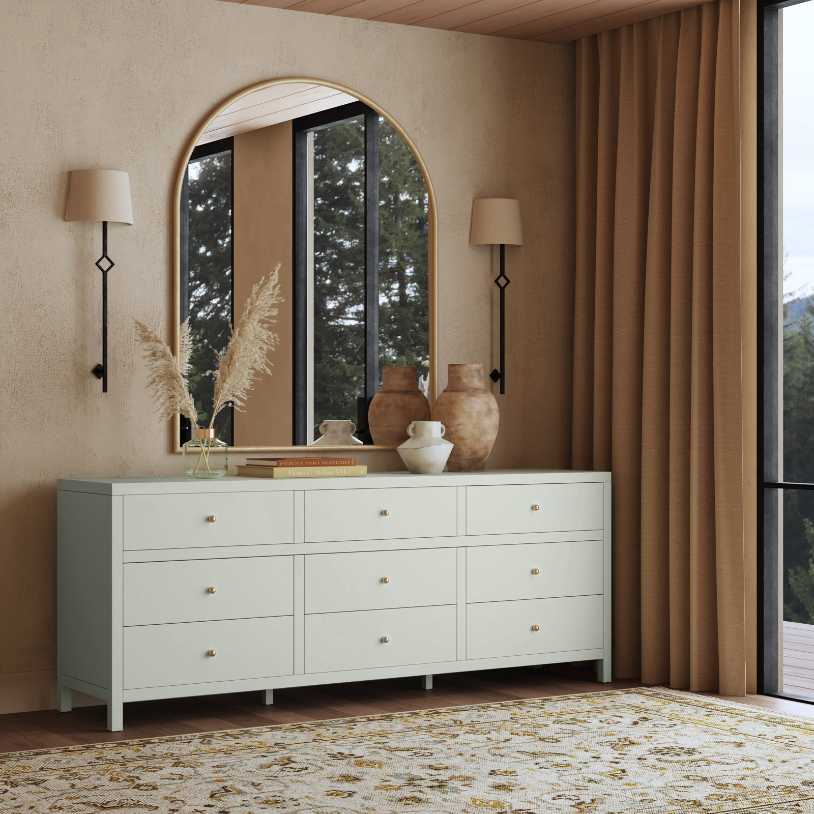 Celine 84" Acacia Double Dresser, Sage Green