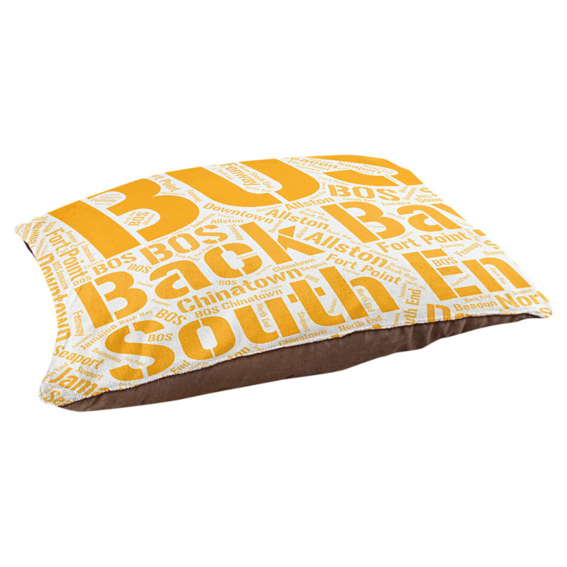Coussin de chien « districts », Très grand (H 17 po x l 50 po x P 40 po), Boston, Orange