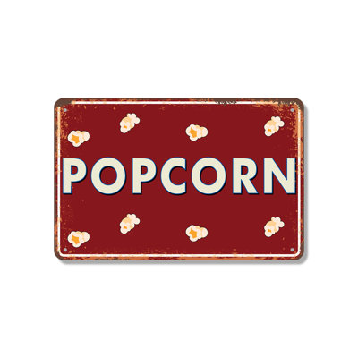 Popcorn Street 10 Inch x 14 Inch Novelty Aluminum Sign