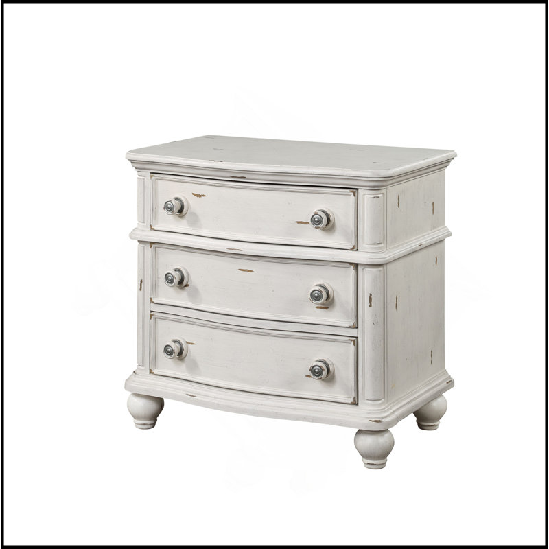Table de chevet au fini blanc antique