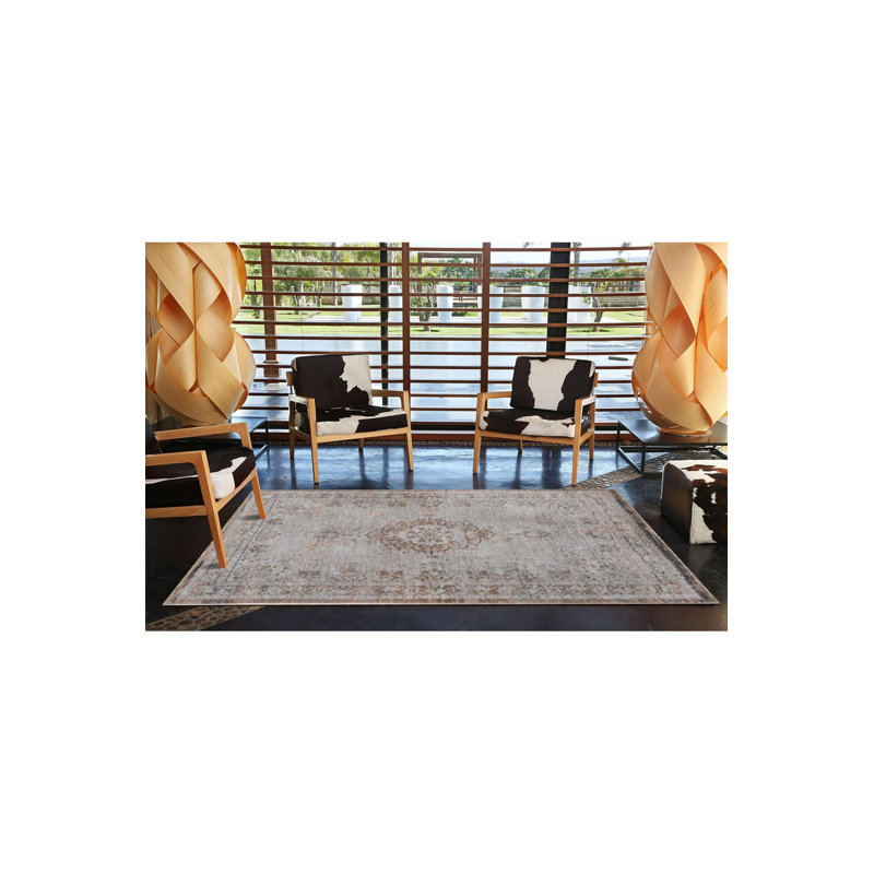 Tapis décoratif de couleur paille lavable à la machine, Sous-tapis rond 4 pi 11 po inclus