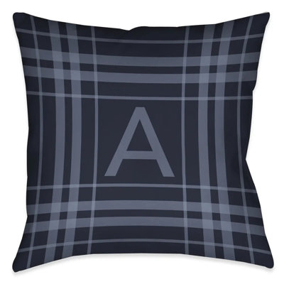 Coussin décoratif à carreaux bleu marine