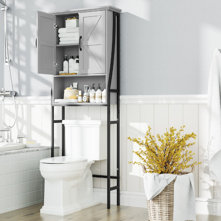 MXARLTR Over The Toilet Storage, Over The Toilet Storage Cabinet with  Adjustable Shelf and Double Doors, Over The Toilet Cabinet for Bathroom  Storage