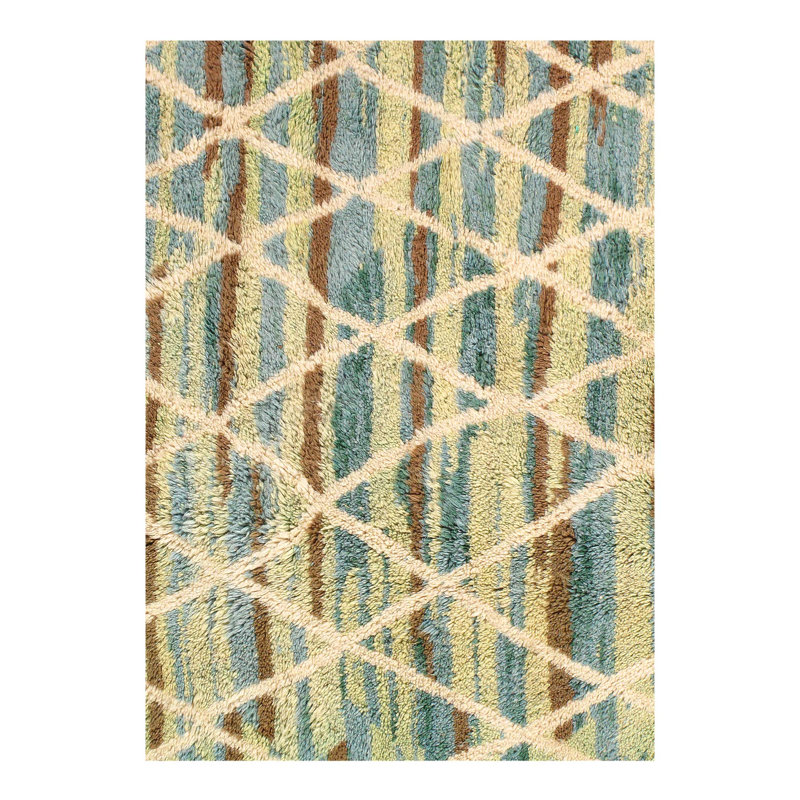 Tapis unique bleu clair de 13 pi x 11 pi 5 po