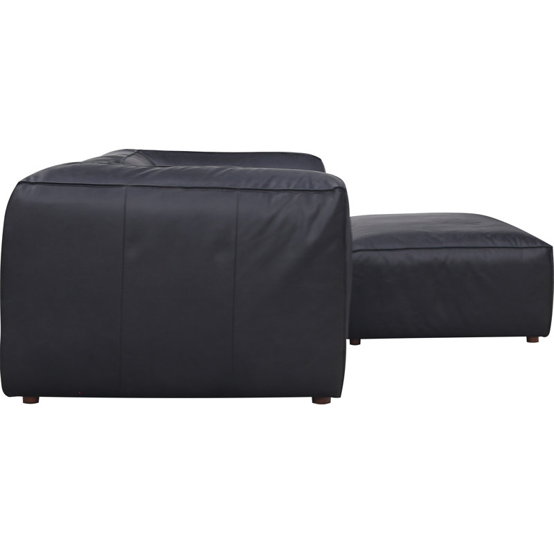 Foley 3 - Genuine Leather Modular Sectional, Black Top Grain Leather