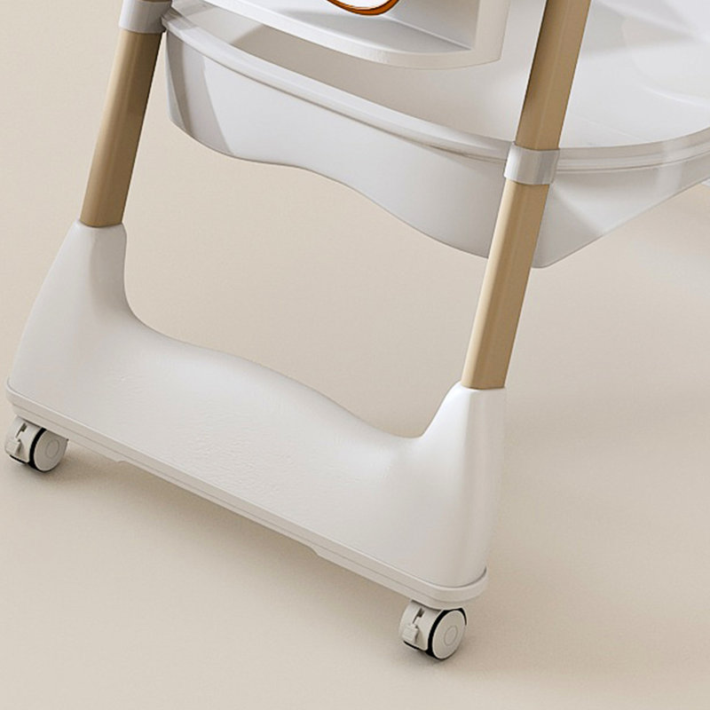 High Chair With - Tip Base, Five Point Belt, Silent Lockable Wheels, Comfort Design, White Multi Functional Foldable Feeding For 6 Months To Years, Tray, 5 Level Adjustment