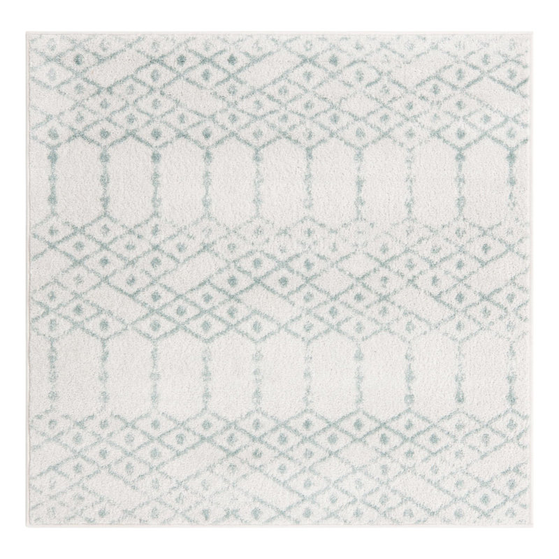 Tapis ivoire à motif géométrique ivoire d'Igon, Carré 4 pi