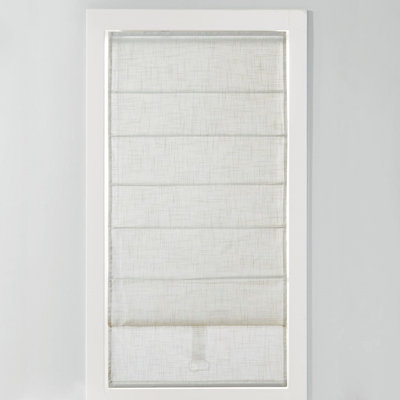 Linen Blend Light Filtering Cordless Roman Shade White 35X64"
