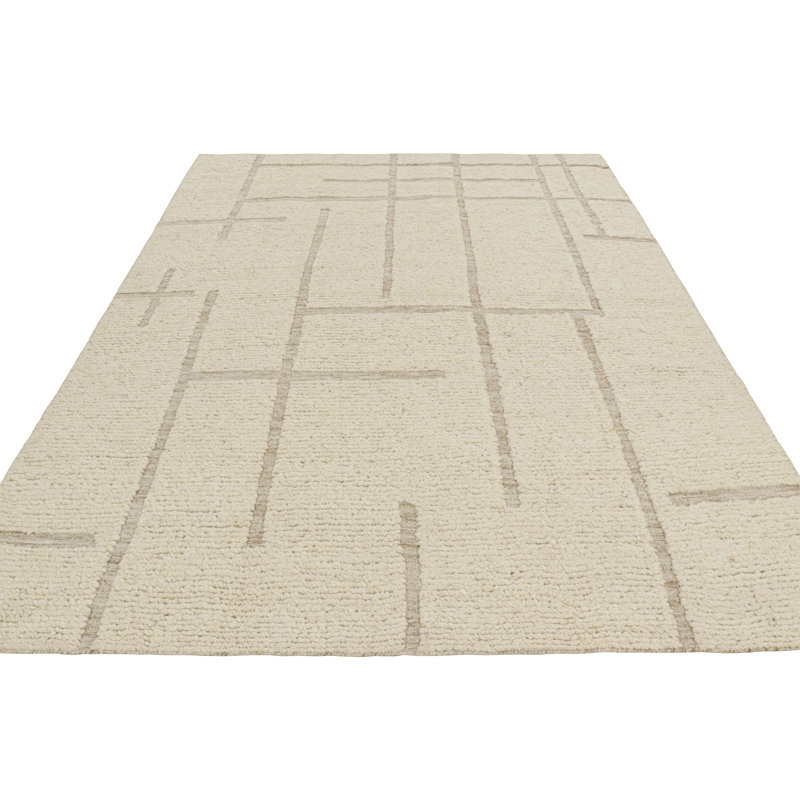 Handmade Oushak Wool Geometric Area Rug, Rectangle 10' x 14'