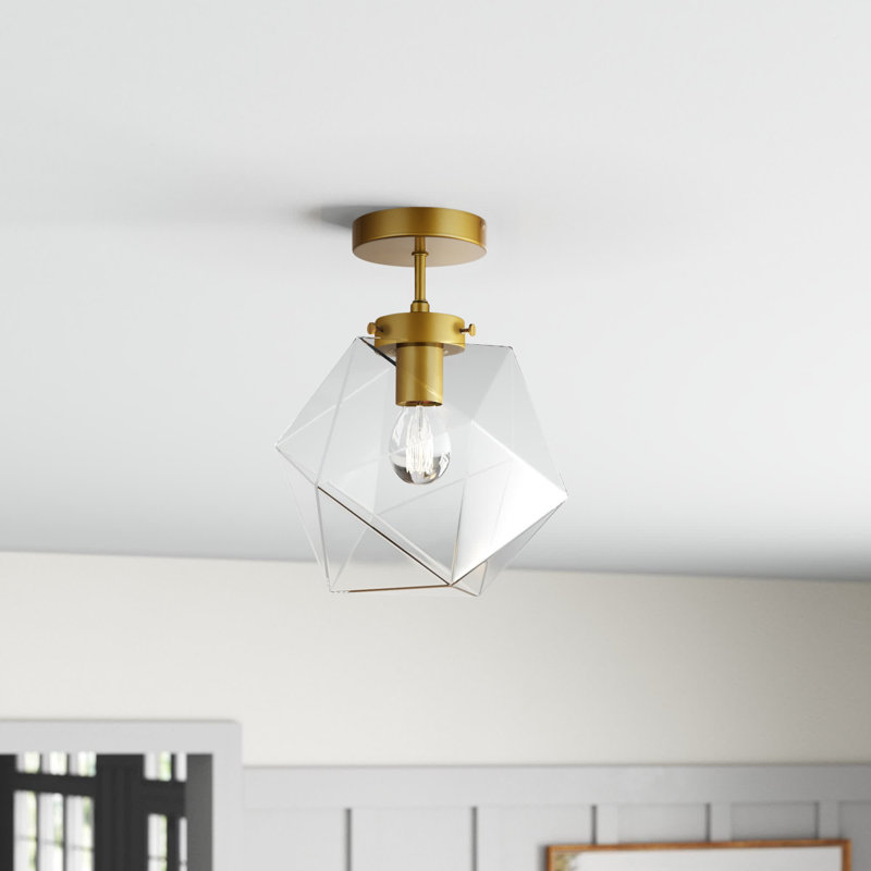 Hankerson Flush Mount, Brass, Clear