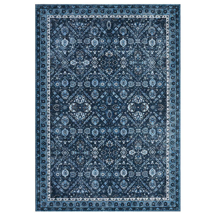 Suttle Oriental Machine Washable Rugs Floral Non-Slip Rug for Living Room Bedroom Nursery Dining Table Bedside Decor