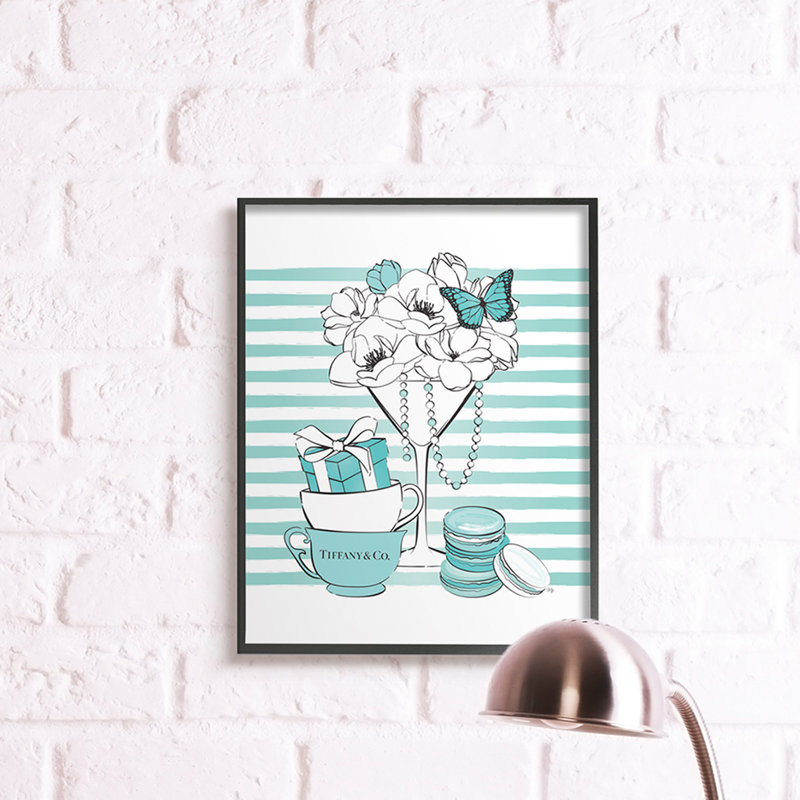 Impression d’art graphique en verre d’illustration de style glamour par Martina Pavlova, H 30 po x l 24 po x P 1,5 po