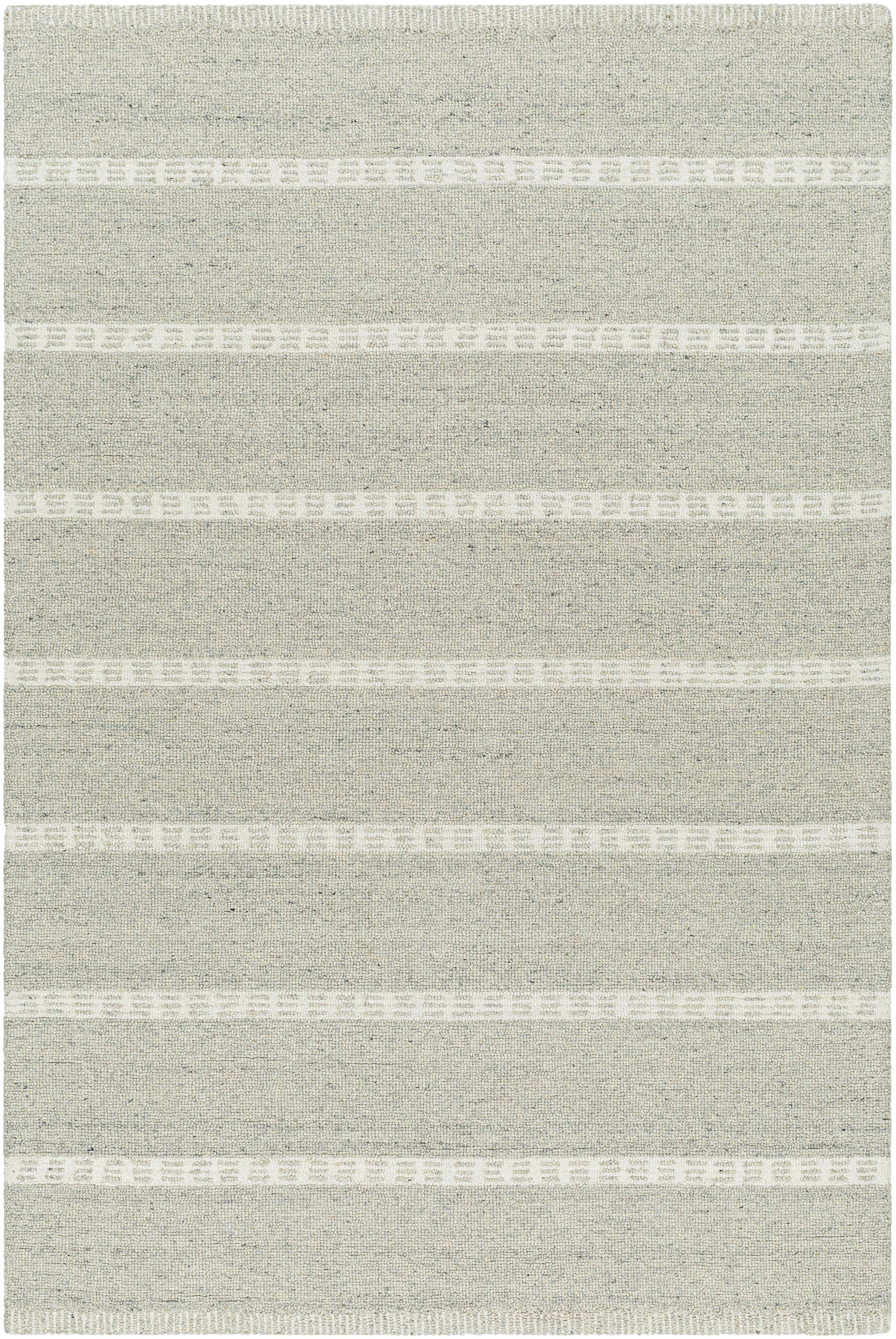 Evan Mini Ribbed Wool Rug Ebern Designs Rectangle Fiora Striped Hand Tufted Wool Area Rug in ...