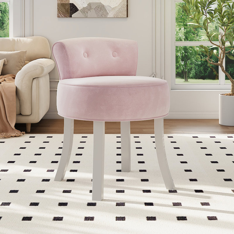 Manufactured Wood Accent Stool, Pink, White