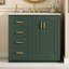 Ensemble de meuble-lavabo 36 po avec évier en céramique - bois massif + panneau de fibres à densité moyenne - 1 pièce - autoportant - vert - portes à fermeture douce et 3 tiroirs