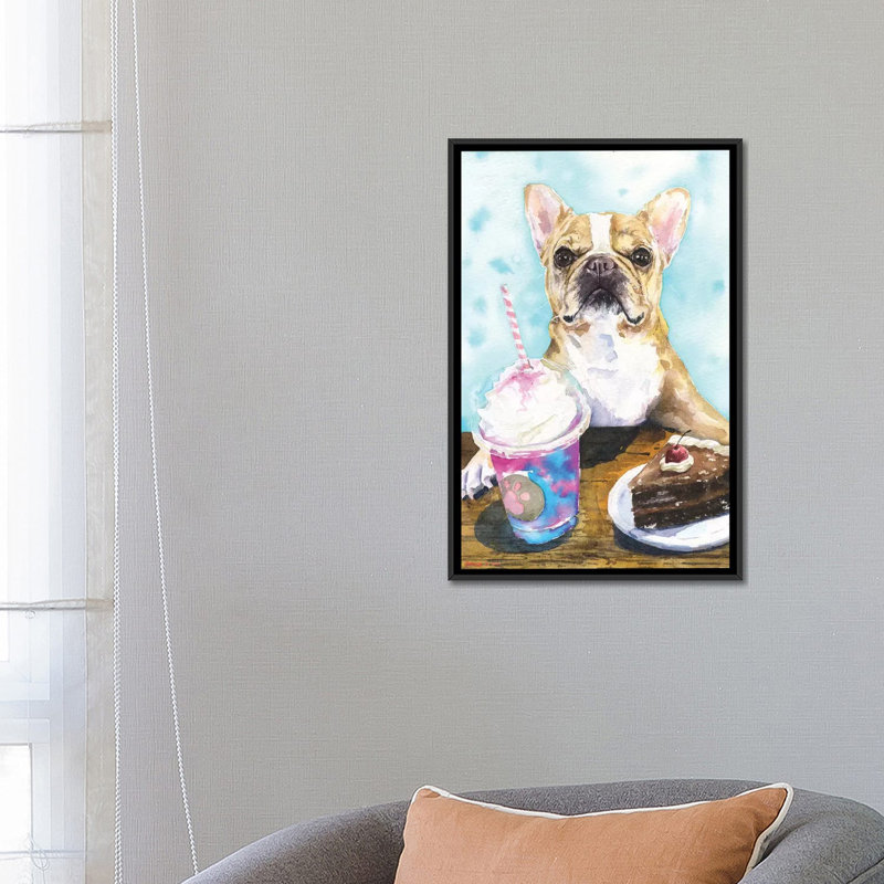 « cafe ii », reproduction sur toile, H 26 po x l 18 po x P 1,5 po, Toile avec cadre noir, Pas de tapis