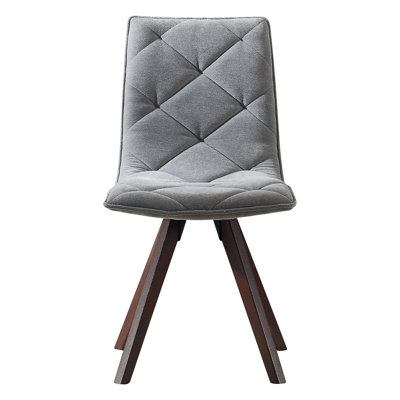 Ensemble de chaises de salle à manger de 2 pièces de cuisine de style Mid-Century moderne avec pieds en bois et coussin en tissu pour le salon, la chambre et le salon, gris