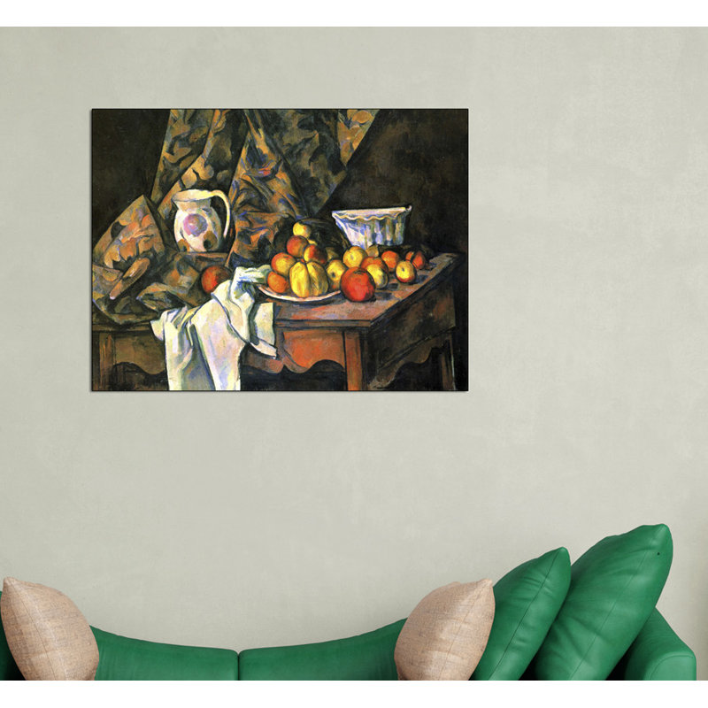 'Still Life with Apples and Peaches' by Paul Cezanne Painting Print, 60cm H x 80cm W x 1.8cm D