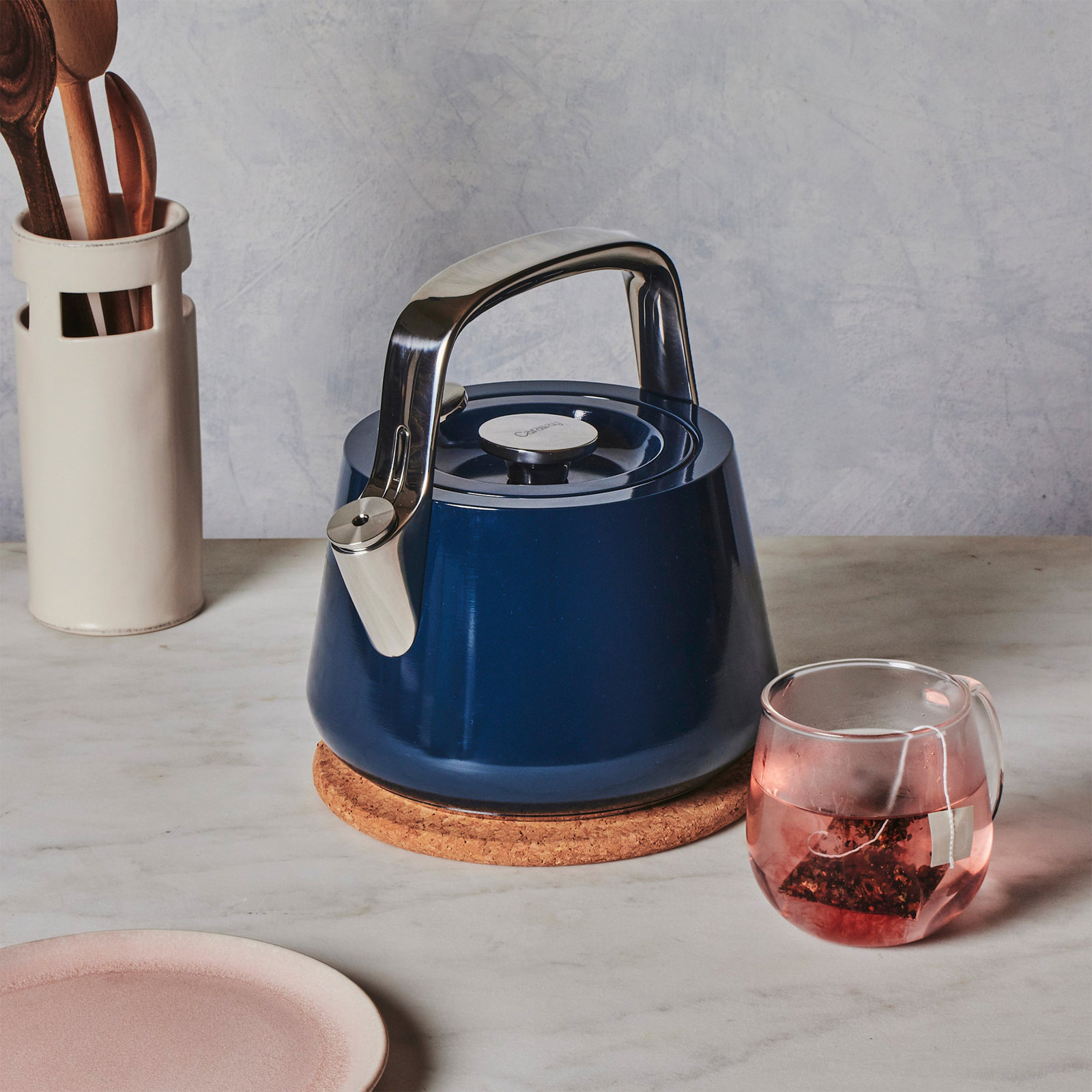 Caraway Stovetop Whistling Tea Kettle, Navy
