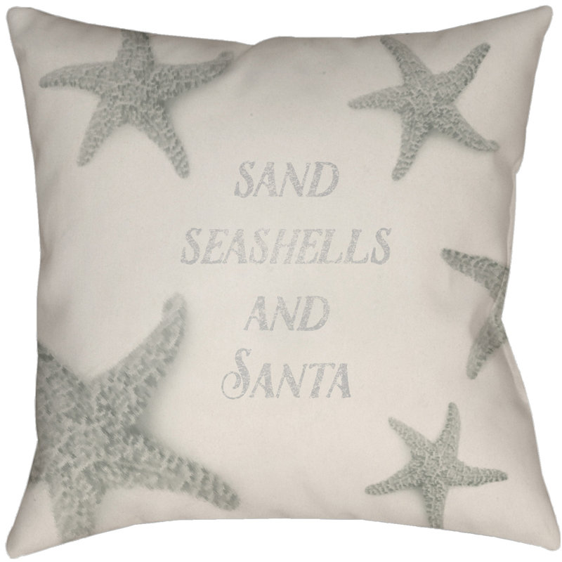 Dreaming of a Sandy Christmas Indoor/Outdoor Throw Pillow, 16" H x 16" W x 4" D