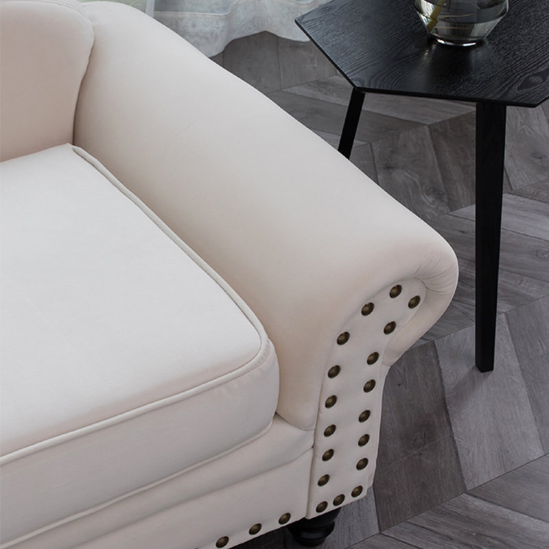 Méridiennes spacieuses pour l'intérieur, pieds robustes en bois, Accoudoir à gauche (vu de face), Beige