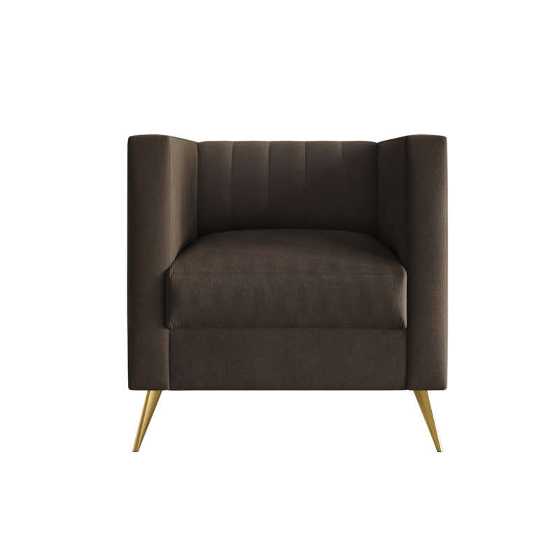 Cramlington Velvet Square Arm Chair, Brown Velvet