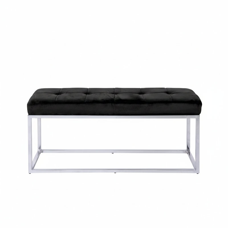 Clara Velvet Upholstery Dining Bench, Black
