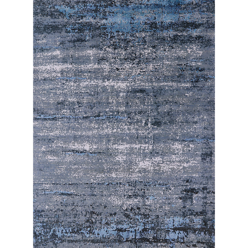 Tapis bleu marine à motif abstrait Breinigsville, Rectangle 7 pi x 10 pi