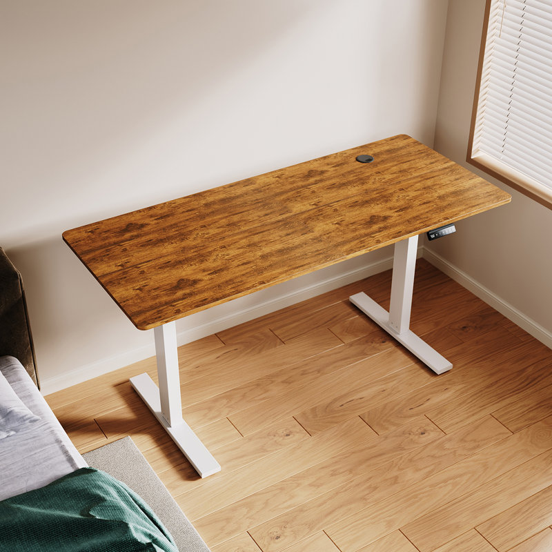 160Cm W Height Adjustable T-Shaped Standing Desk, Rustic Brown
