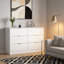 Commode à 6 tiroirs Simply Modern, grande commode blanche avec beaucoup de rangement, armoire de rangement robuste en bois d'ingénierie pour la chambre à coucher, le salon et le couloir