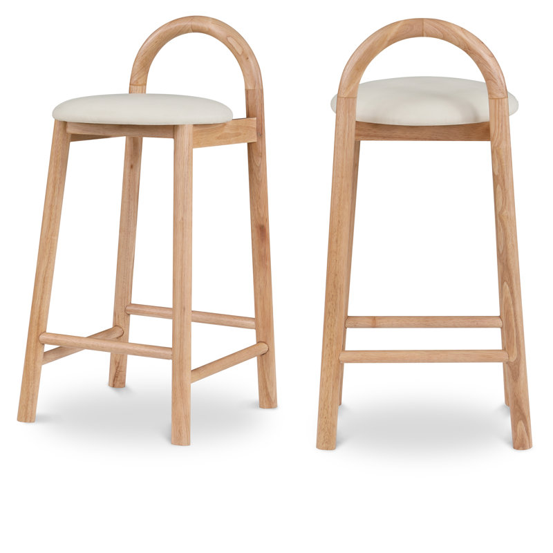Calvin 27" Counter Bar Stool, Cream Vegan Leather, Natural