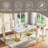 7 Pieces Luxury Kitchen Dining Table Set Of 6,70”Faux Marble Top With U-Shape Metal Base Dining Table For Kitchen, Dining Room-1674469234-1647672722-1647677901
